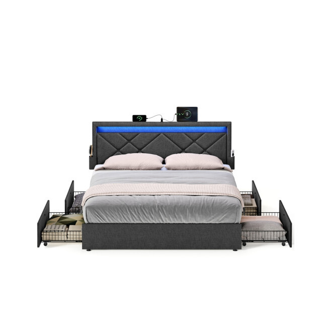 Manželská postel s LED osvětlením 180 cm RMB825GN02