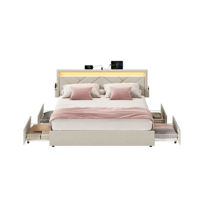 Manželská postel s LED osvětlením 140 cm RMB827LH01