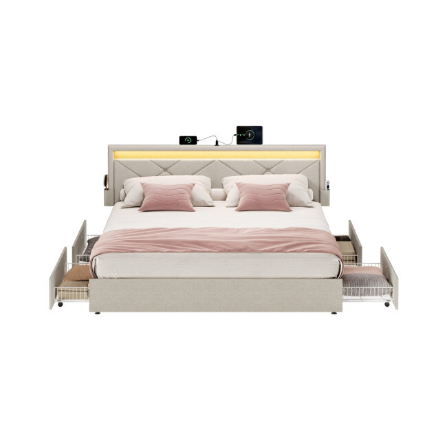 Manželská postel s LED osvětlením 160 cm RMB828LH01