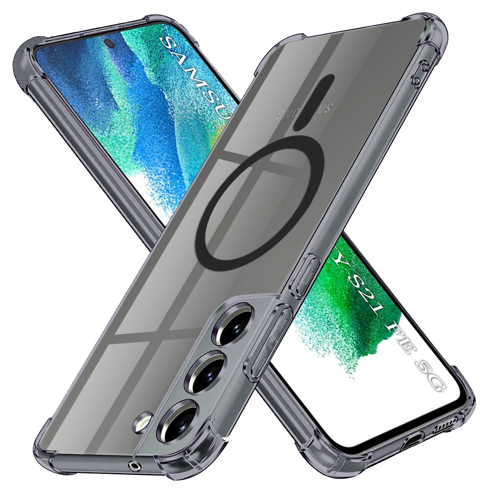 Techsuit - nárazuvzdorný průhledný silikonový MagSafe - Samsung Galaxy S21 FE 5G - kouřově černá
