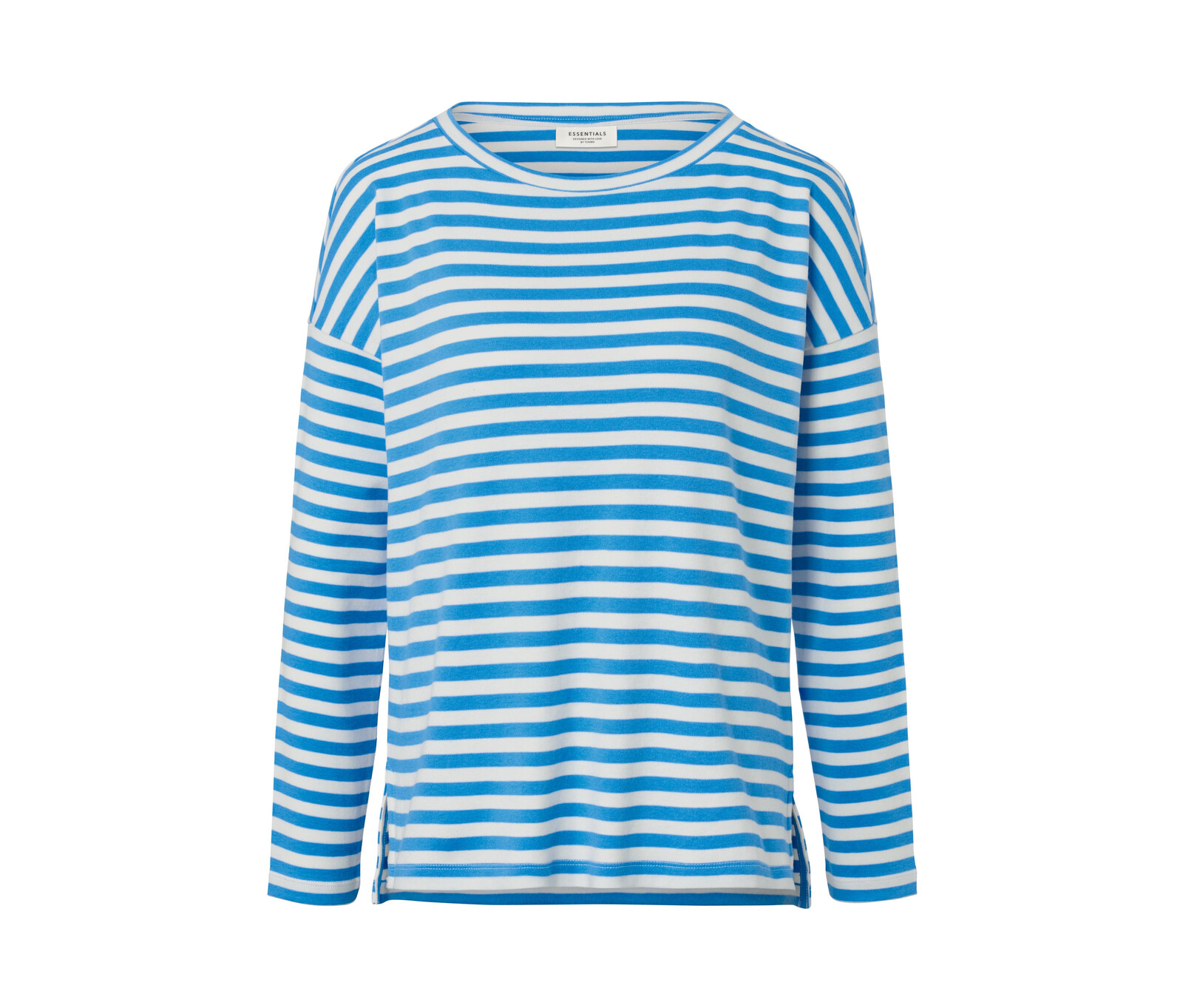 Tchibo - Pruhované triko s dlouhým rukávem - pro ženy - vel. M 40/42 - barva: modrá/s proužky