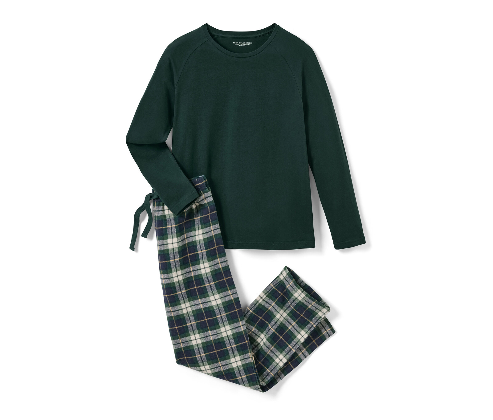 Tchibo - Dětské flanelové pyžamo - pro ženy - vel. 158/164 - barva: modrá/kostkovaný