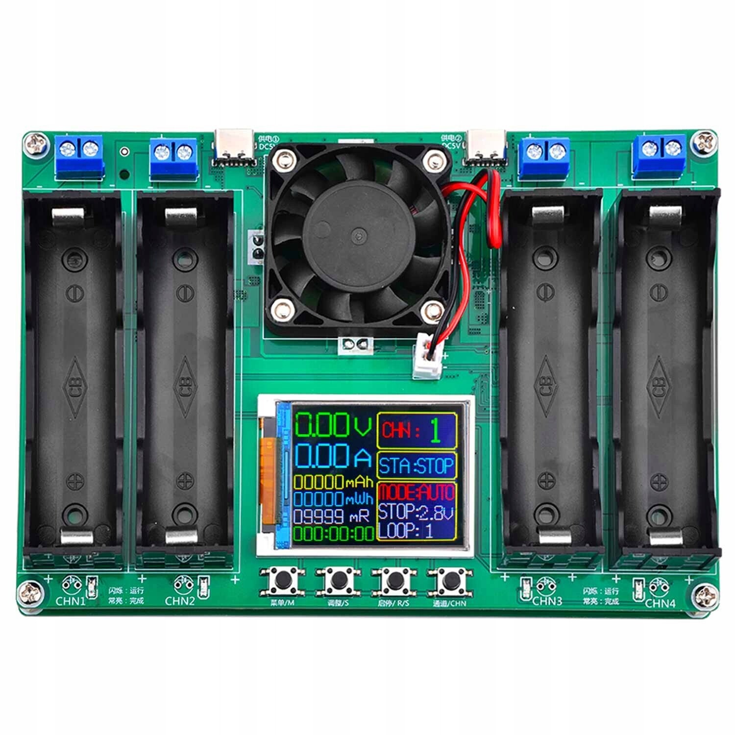 Tester kapacity akumulátorových článků 4 x 18650 Usb