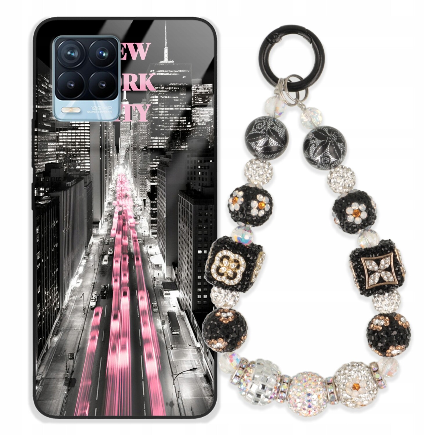 Pouzdro Pro Realme 8 Pro Glass Přívěsek Na Klíče Elegantní Kryt Premium Vzory