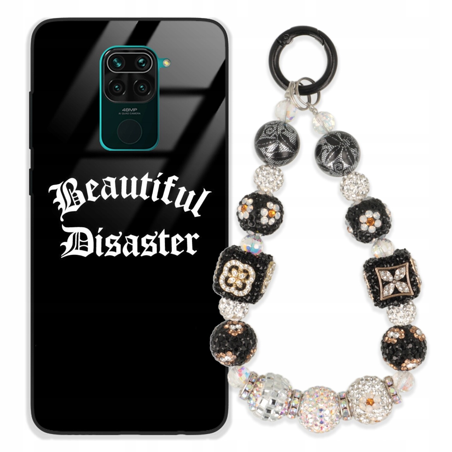 Pouzdro Pro Xiaomi Redmi Note 9 Glass Přívěsek Na Klíče Elegantní Kryt Premium Wz