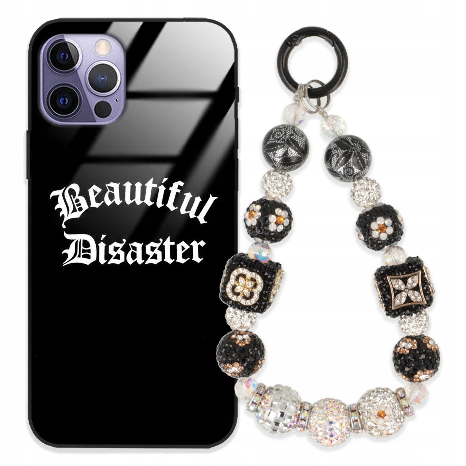 Pouzdro Pro Iphone 14 Pro Glass Přívěsek Na Klíče Elegantní Kryt Premium Vzory