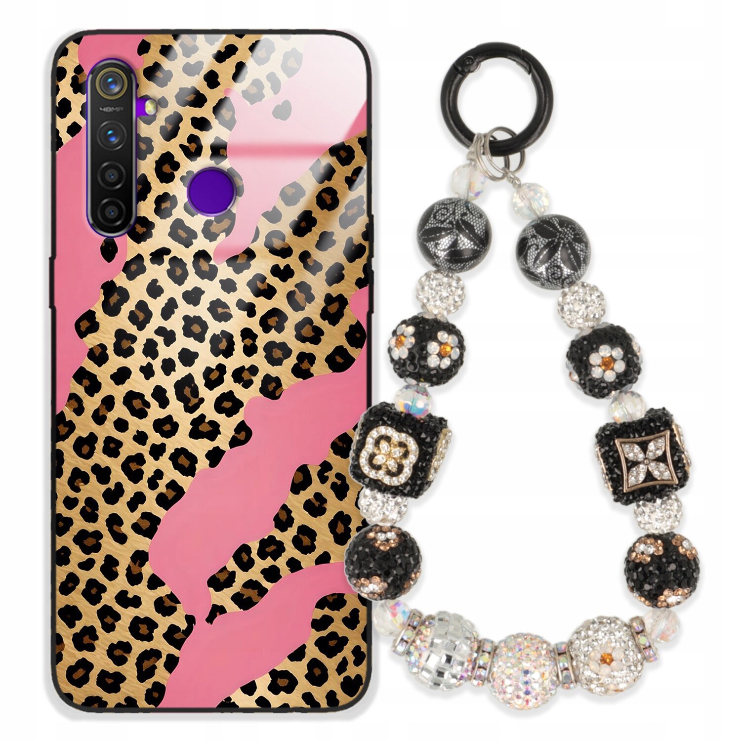 Pouzdro Pro Realme 5 Pro Glass Přívěsek Na Klíče Elegantní Kryt Premium Vzory