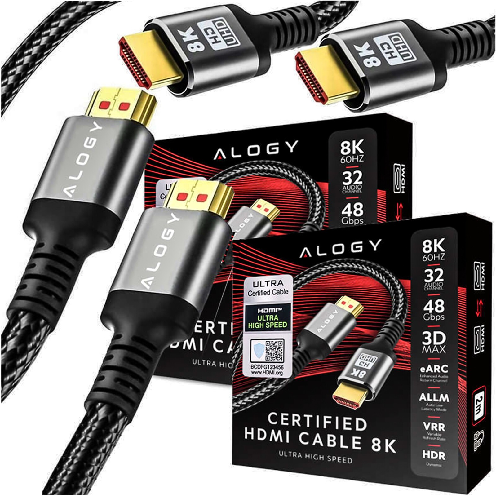 Certifikovaný Kabel Hdmi 2.1 8K 4K eARC Alogy Premium 1.5 m