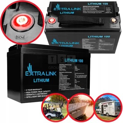 Extralink LiFePO4 100AH Akumulátor 12.8V, Bms
