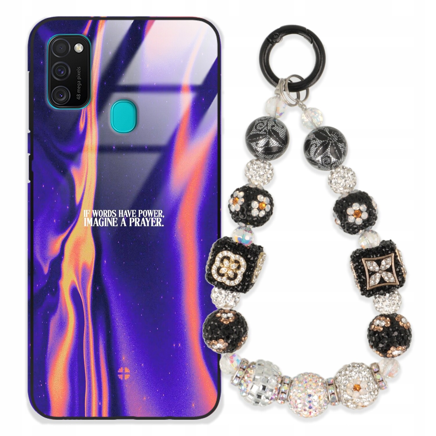 Pouzdro Pro Samsung M30s Glass Přívěsek Na Klíče Elegantní Kryt Premium Vzory