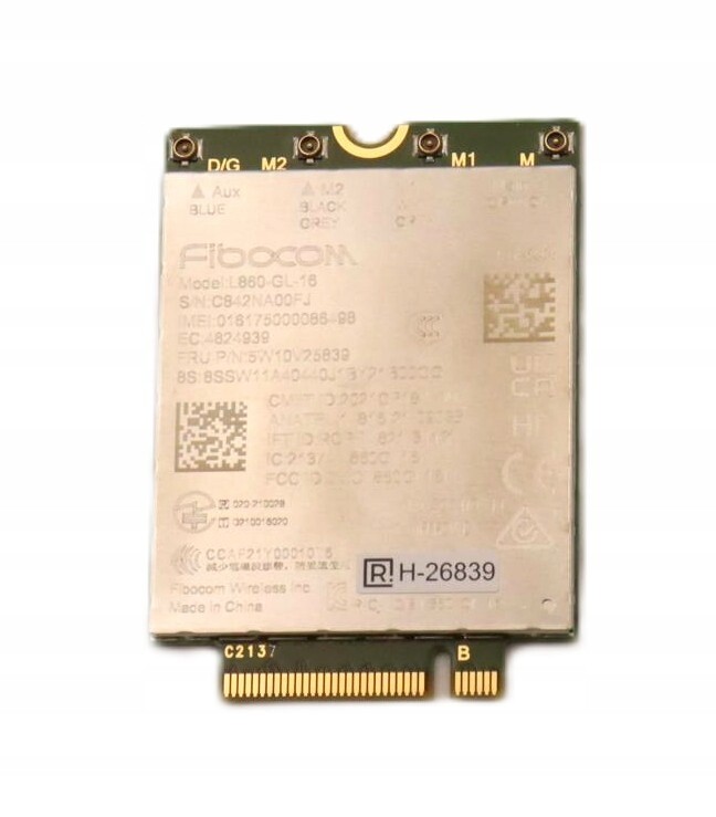 Originální modem Wwan 4G LTE-CAT16 M.2 Lenovo 5W10V25839 Fibocom L860R+
