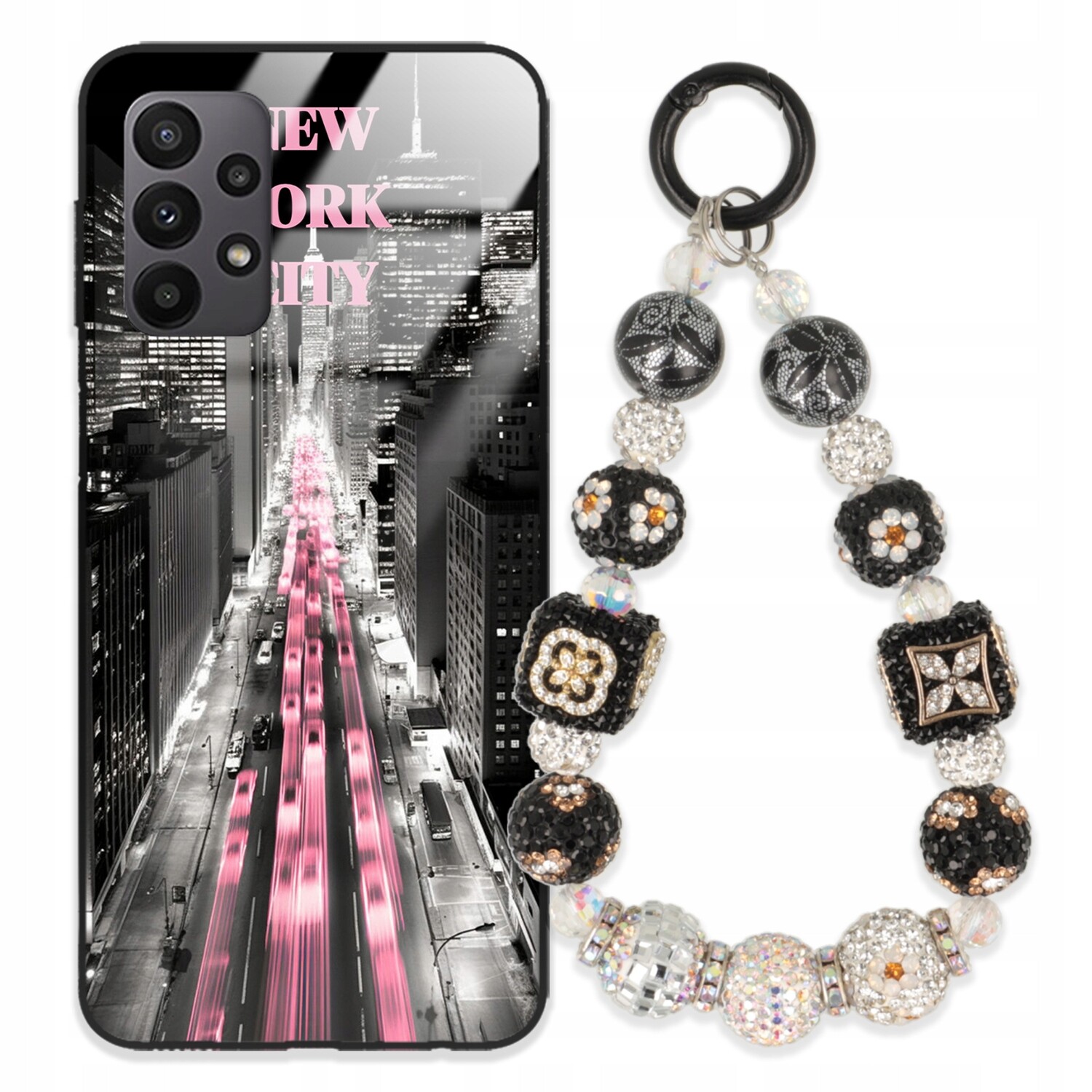 Pouzdro Pro Samsung A23 4G Glass Přívěsek Na Klíče Elegantní Kryt Premium Vzory