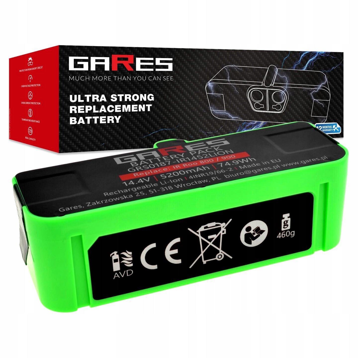 Akumulátor Gares pro iRobot Roomba 800 880 866 891 895 899 900 980 960 5,2Ah