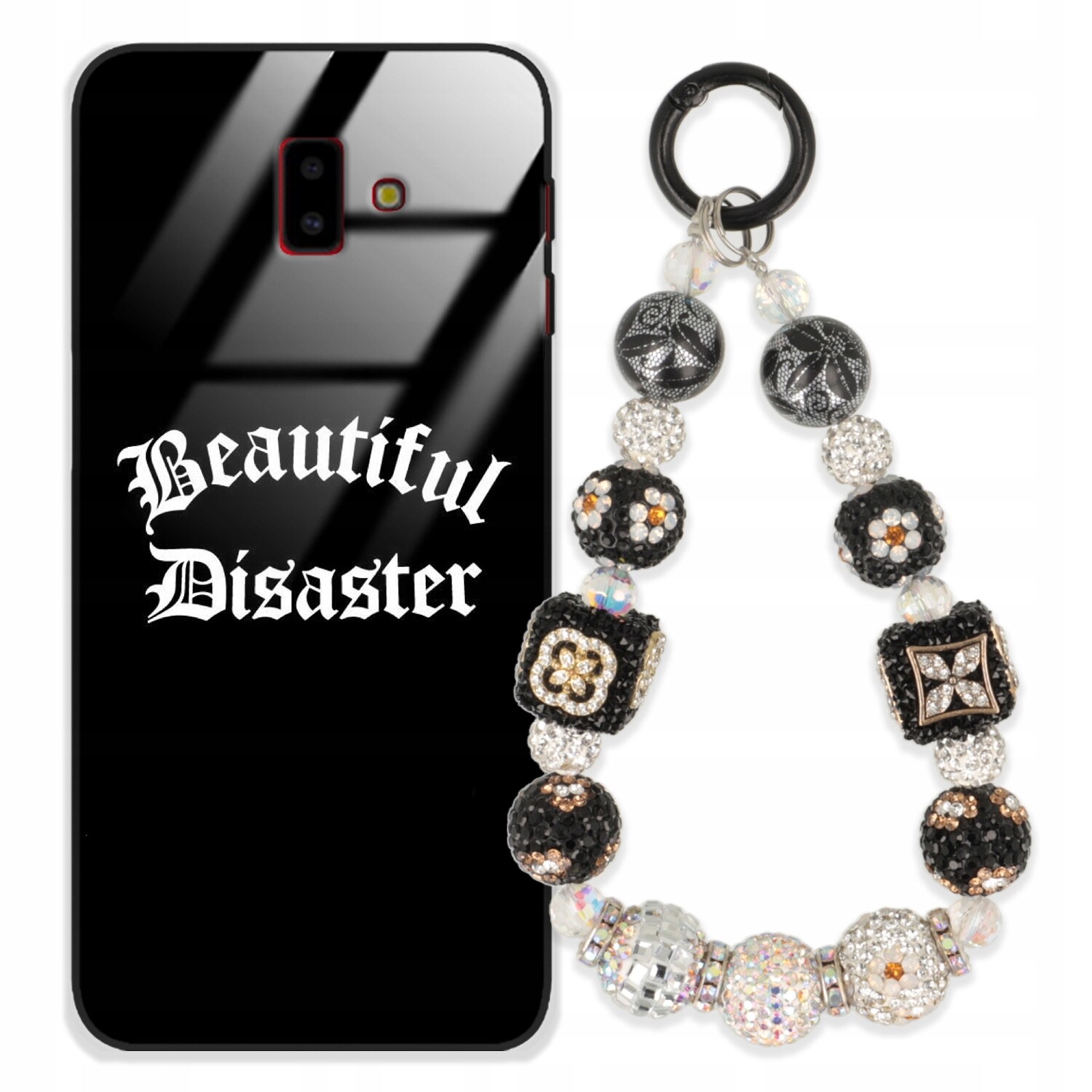 Pouzdro Pro Samsung J6 Plus 2018 Glass Přívěsek Na Klíče Stylové Kryt Premium Wz