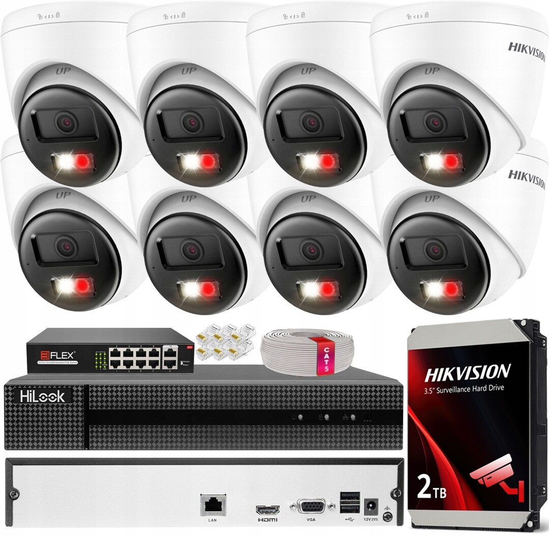 Sada Pro Monitorování 8 Kamer 4MPX Ip Poe Venkovní Hikvision 2TB
