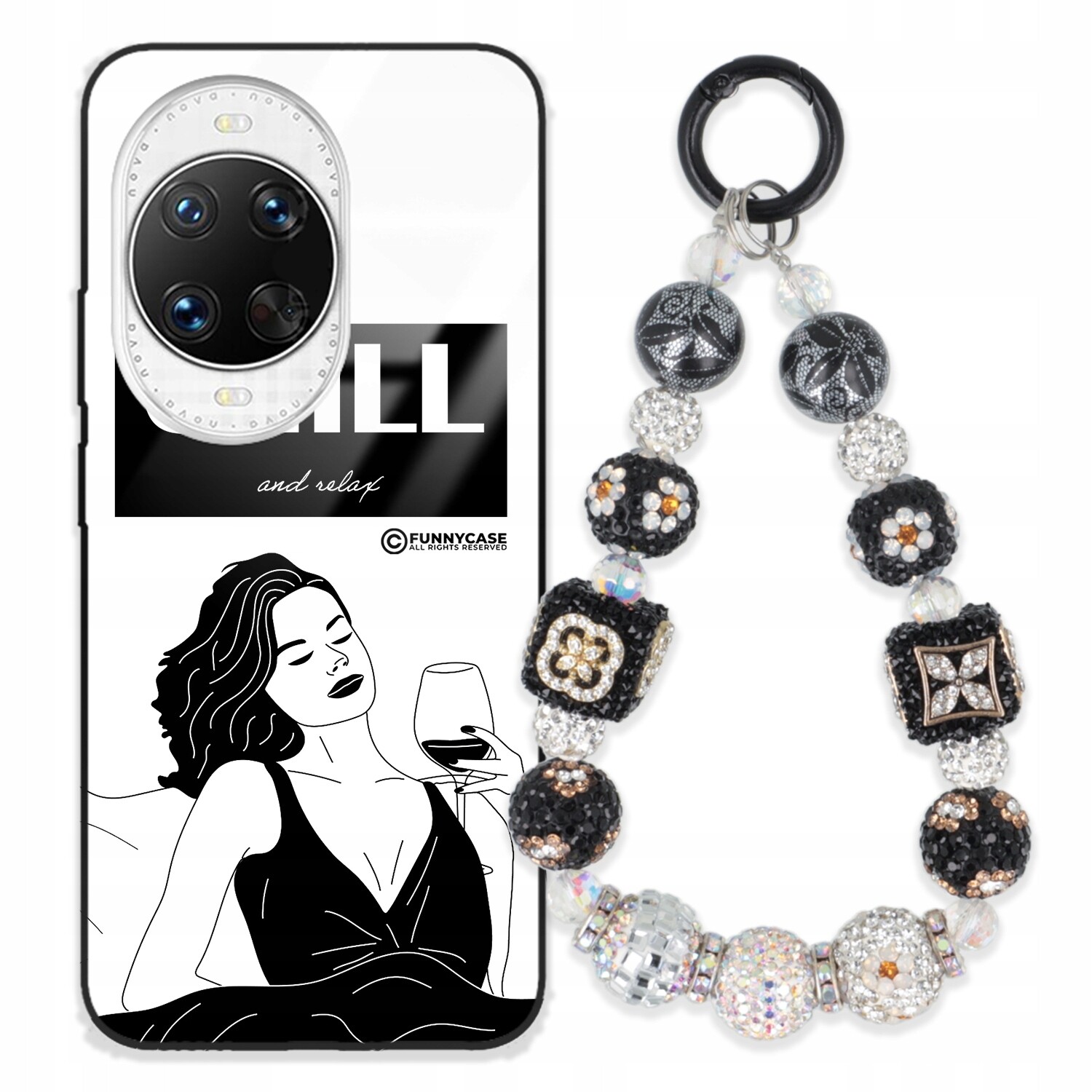 Pouzdro Pro Huawei Nova 14 Ultra 5G Umělecké Dámské Přívěšek Na Klíče Se Přívěsek Na Klíče Zirkony Wz