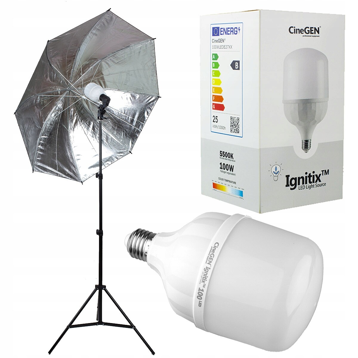 Led lampa s deštníkem 84 cm 100 W Led stativ