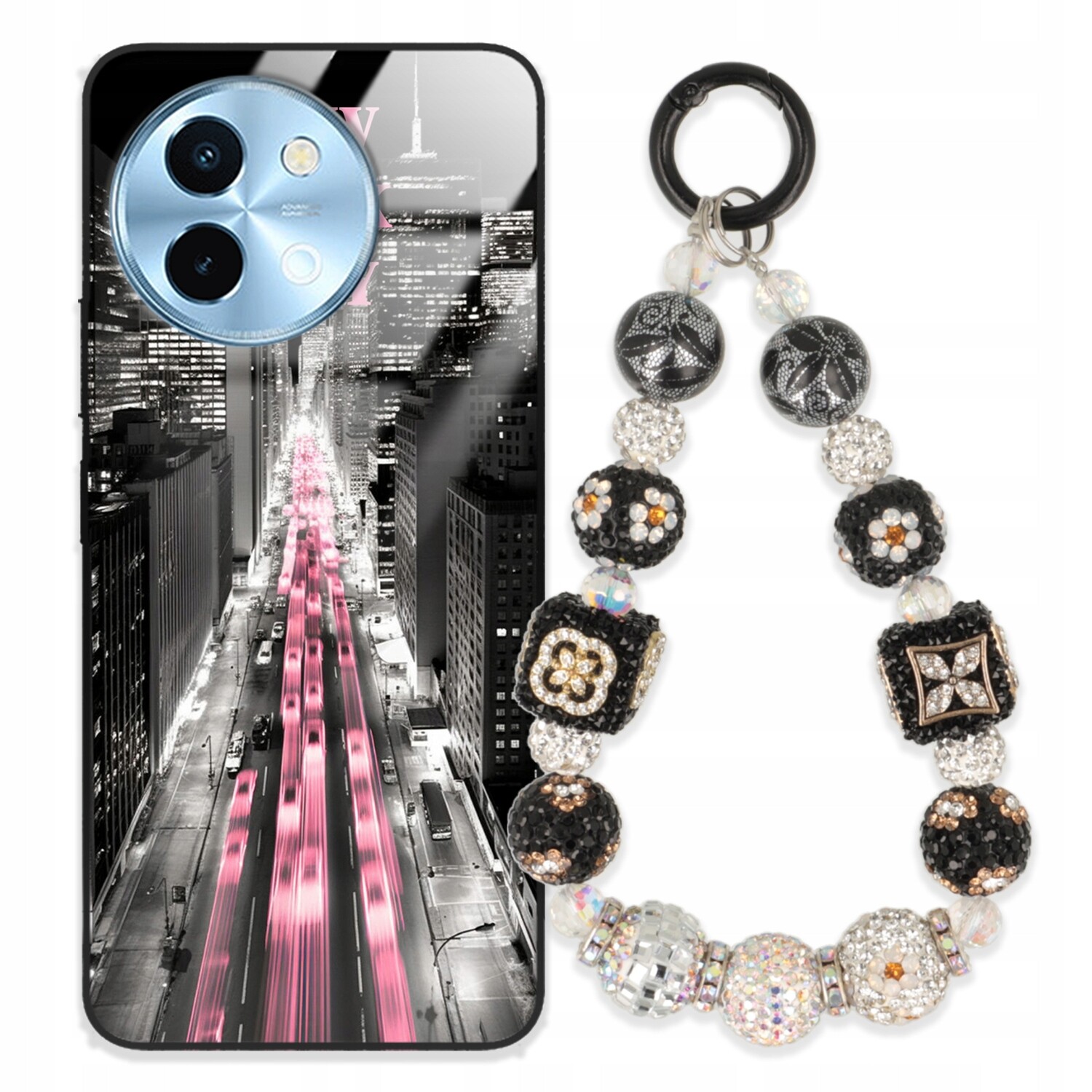 pouzdro na Vivo Y38 5G Case Glass| Přívěsek Na Klíče Elegantní Kryt Premium Vzory