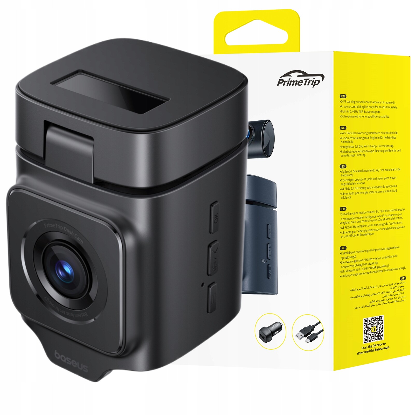 Baseus Auto Kamera 3K Dual Gps Wifi Noční Vidění Ai Hlasové Ovládání