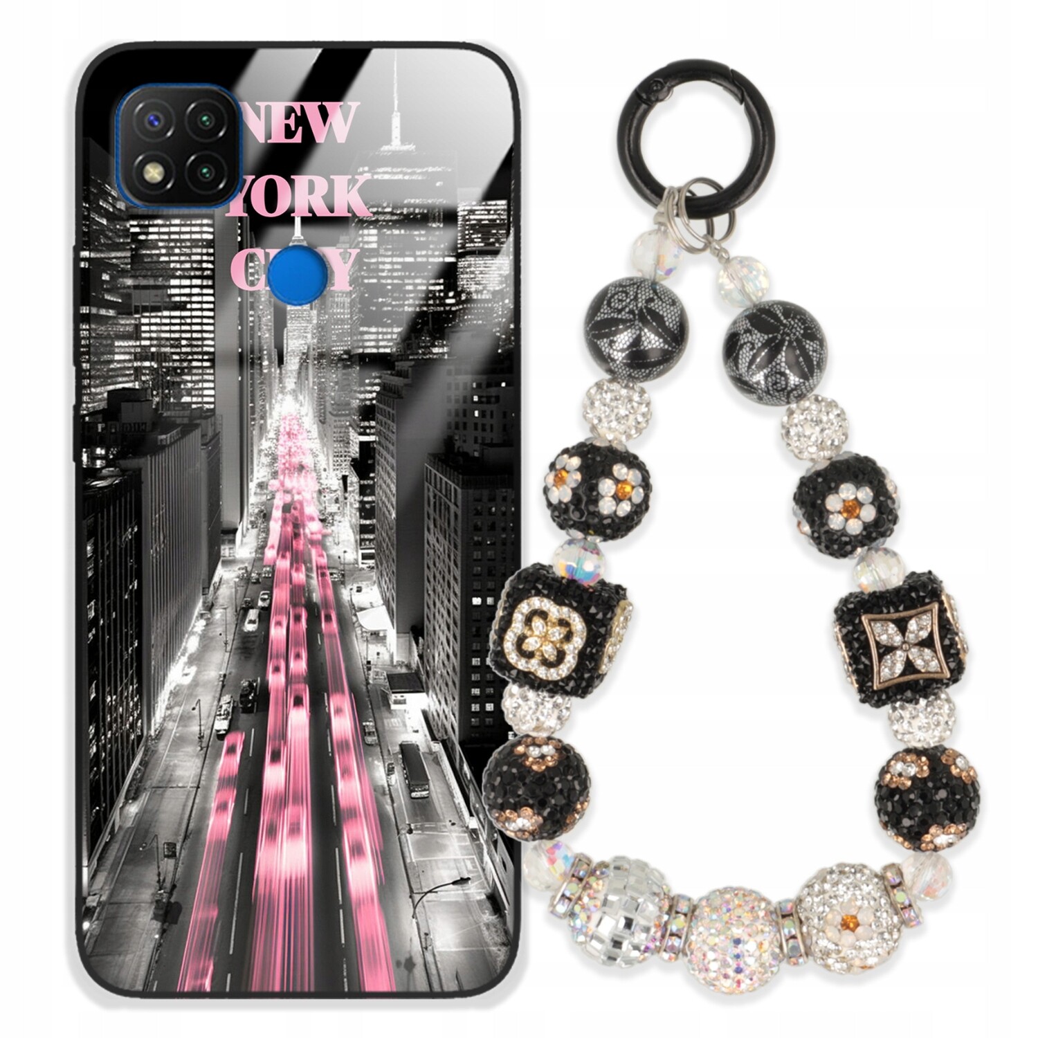 Pouzdro Pro Xiaomi Redmi 9C Glass Přívěsek Na Klíče Elegantní Kryt Premium Vzory