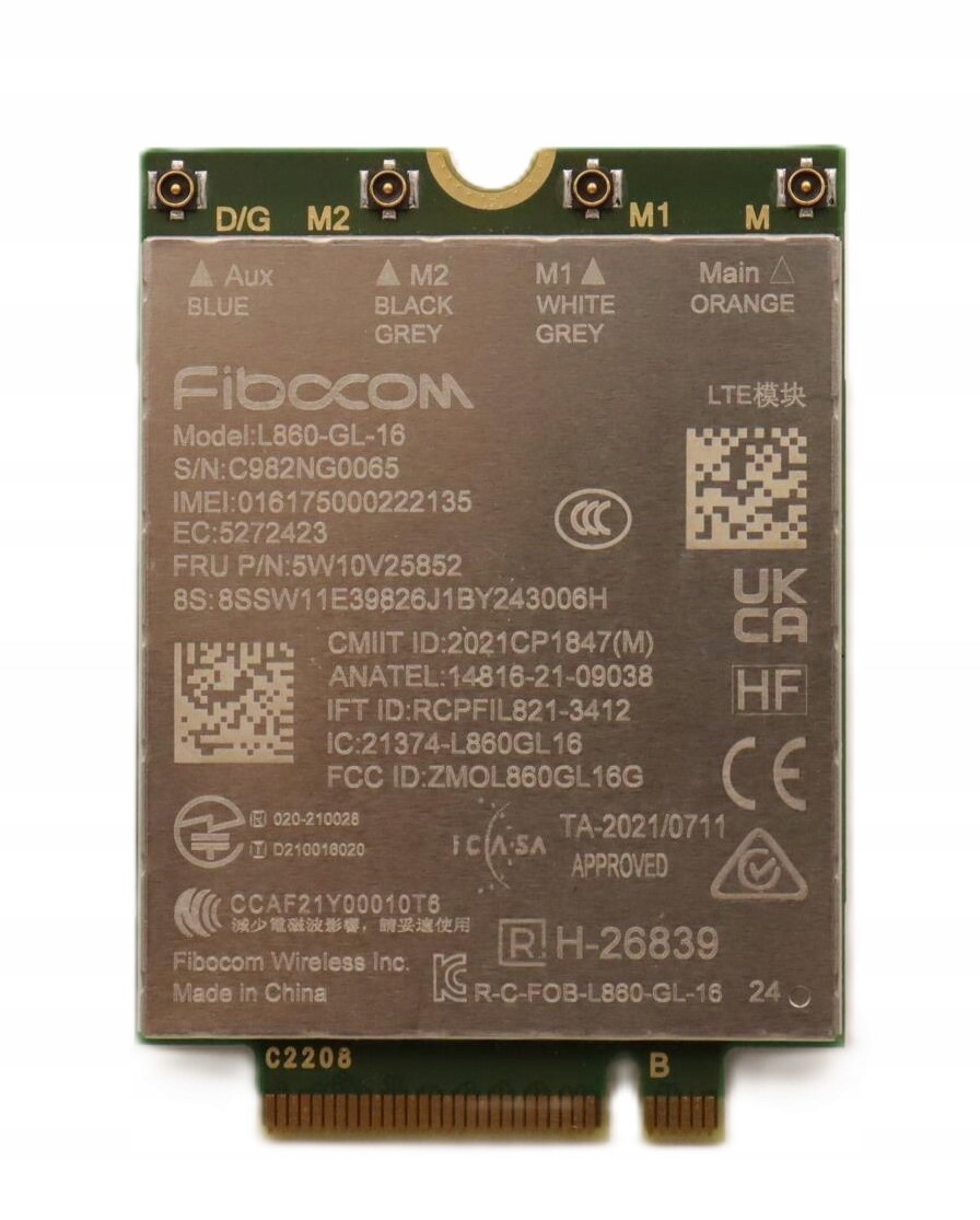 Originální modem Wwan 4G LTE-CAT16 M.2 Lenovo 5W10V25852 Fibocom L860