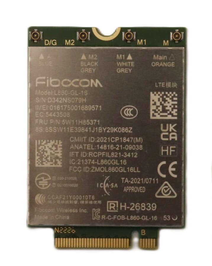 Originální modem Wwan 4G LTE-CAT16 M.2 Lenovo 5W11H85371 Fibocom L860R+