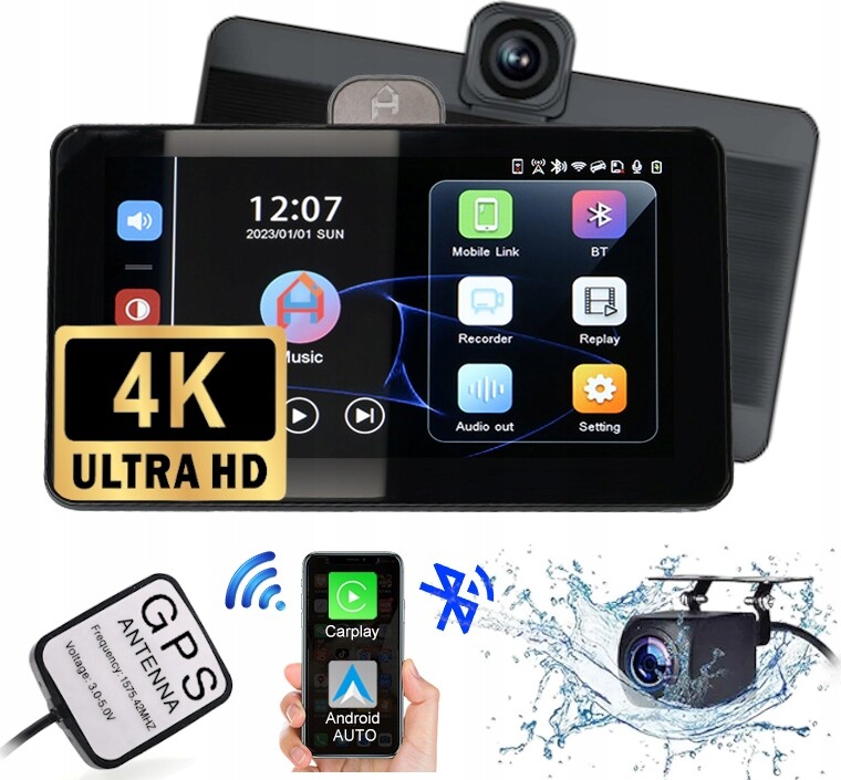 Monitor obrazovky Rádio Navigace Záznamník 4K Kamera Android Auto CarPlay