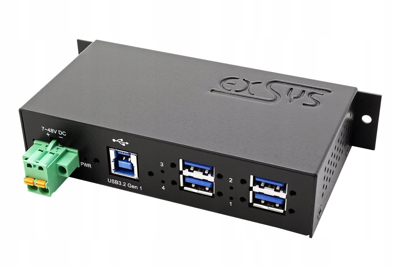 Exsys Usb hub 5Gbps USB3.0 B(f)-> 4x USB3.0 A(f), průmyslový, na Din lištu