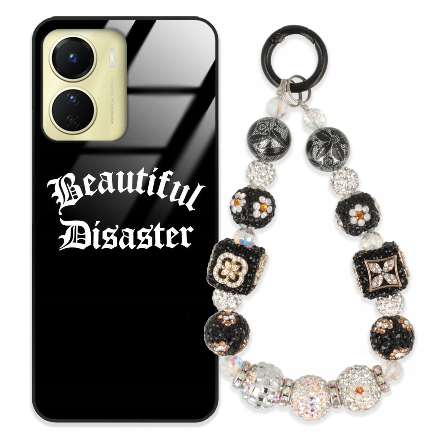 pouzdro na Vivo Y16 Case Glass Přívěsek Na Klíče Elegantní Kryt Premium Vzory