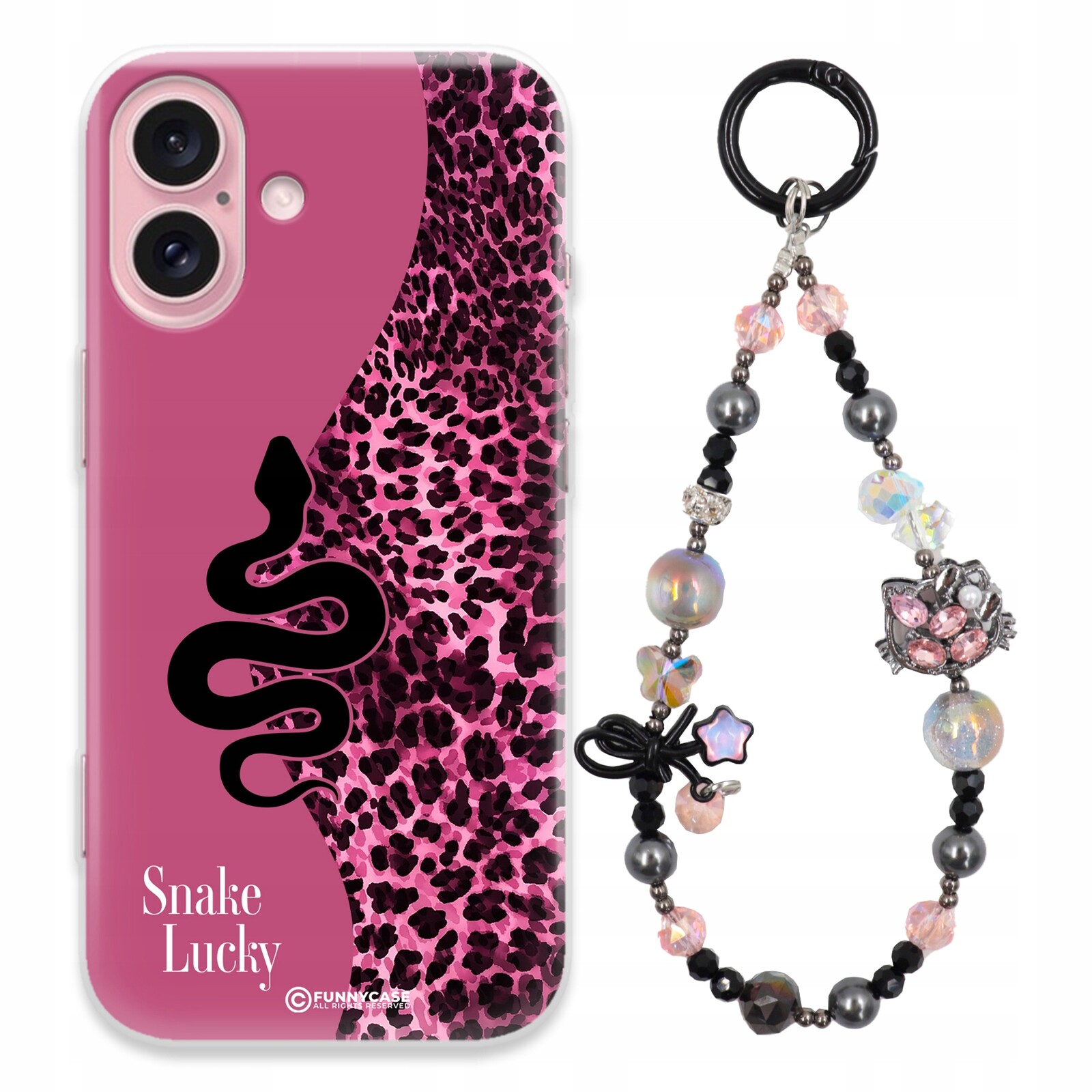 Pouzdro Pro Iphone 16 Case Glamour Panterka Přívěsek Na Klíče Kameny Krystaly Vzory