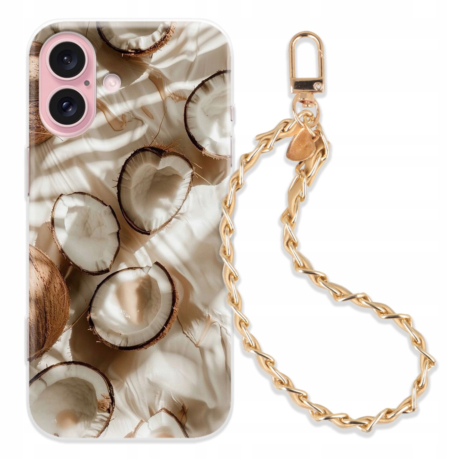 Pouzdro pro iPhone 16 Kryt Tpu Řetízek Zlatý Elegantní Ženské Vzory