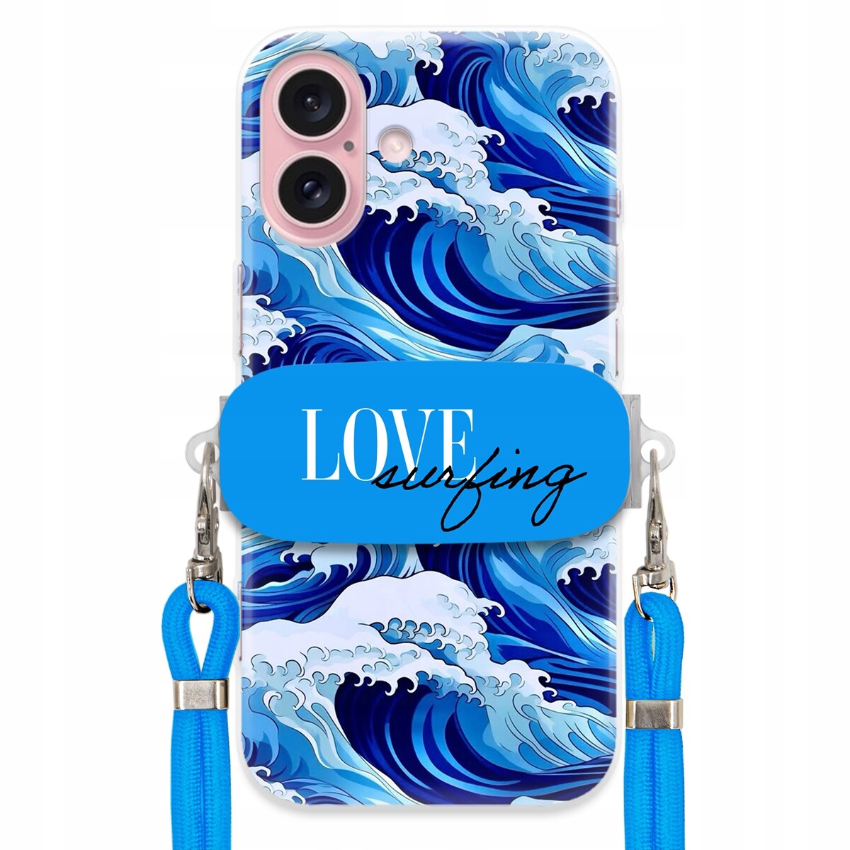 Pouzdro Pro Iphone 16 Case Fala Love Surfing Léto Držák Šňůrka Modrá