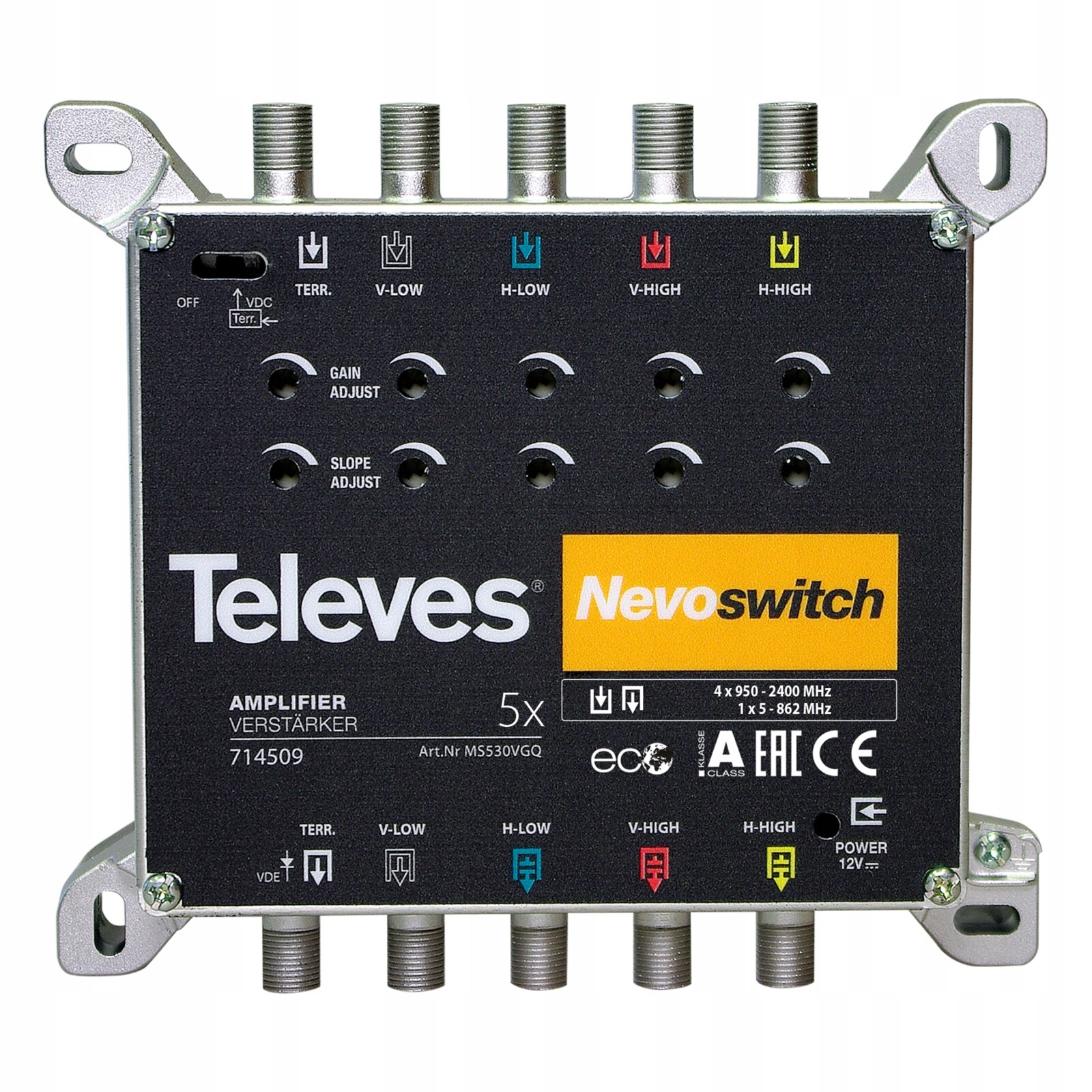 Zesilovač Nevoswitch Televes 5x5 714509 Řízený Multiswitch