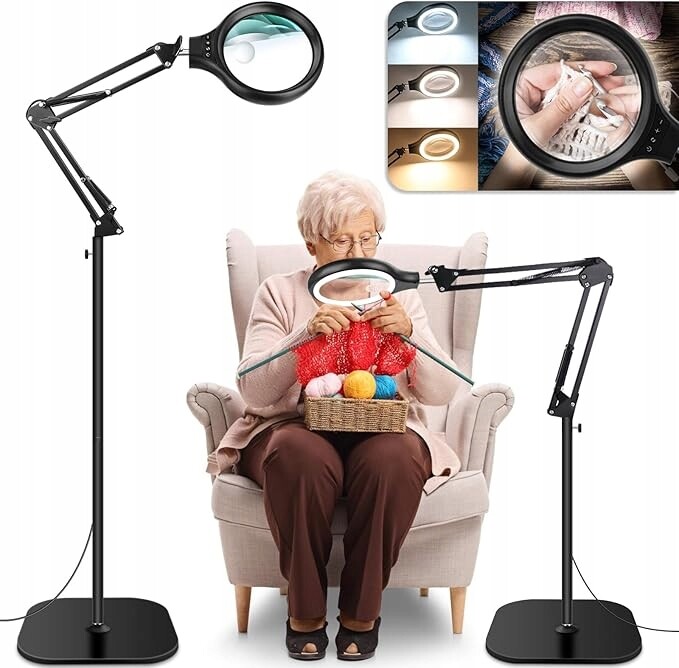 Velká podlahová lupa 2v1 s Led světlem 10x/30x 36 diod, 3 barevné režimy