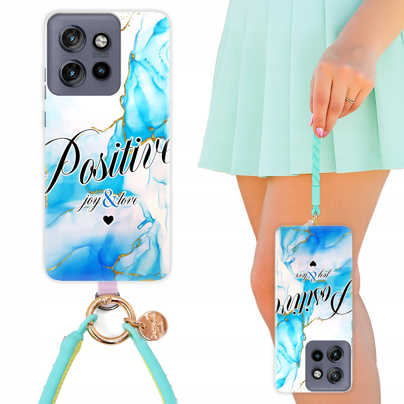 Pouzdro Pro Motorola Edge 50 Neo Silné pouzdro v modro-zlatém vzoru|Smyčka-hadice