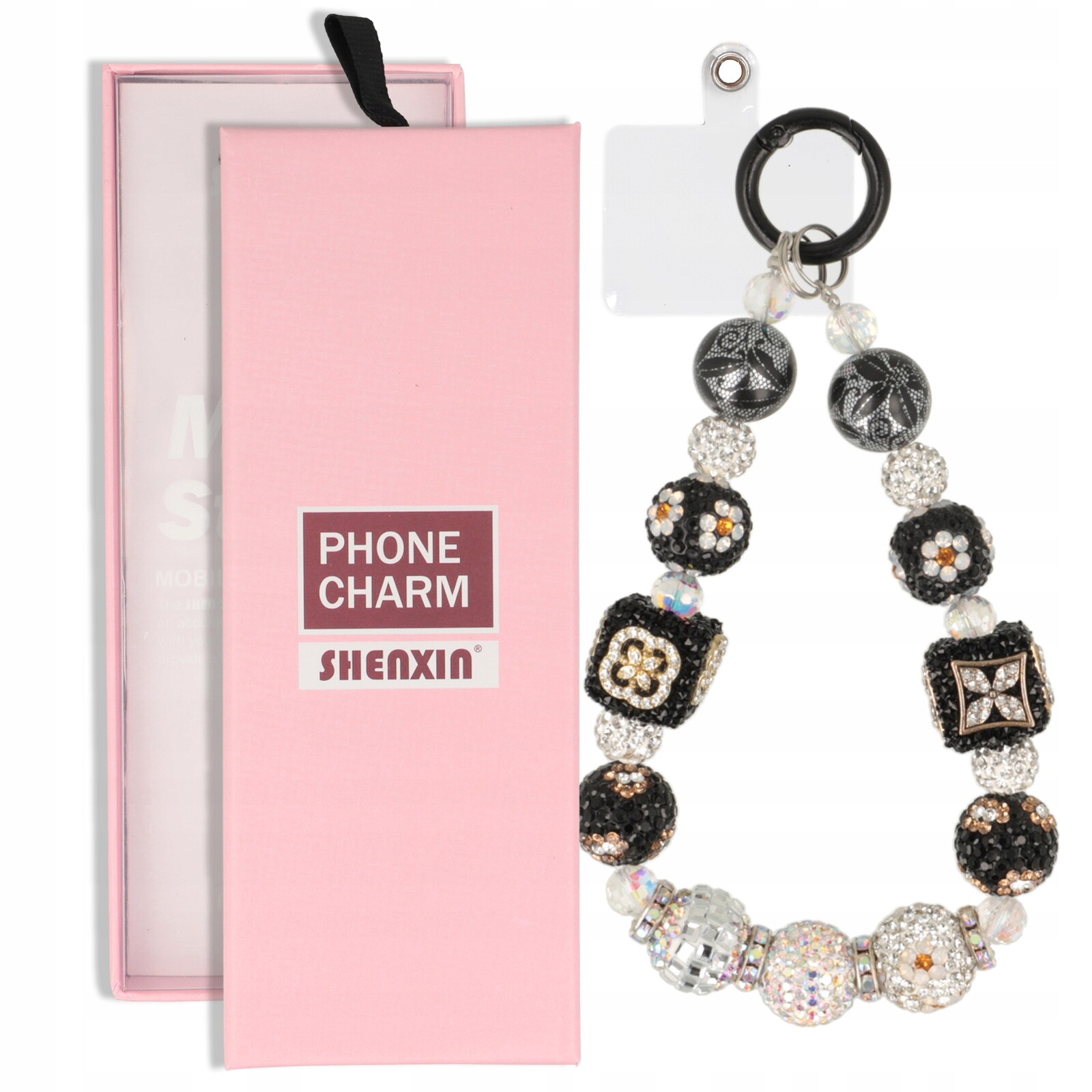Přívěsek Na Klíče Charms Přívěsek Quick pro telefon Klíče Zirkony Černé Kameny