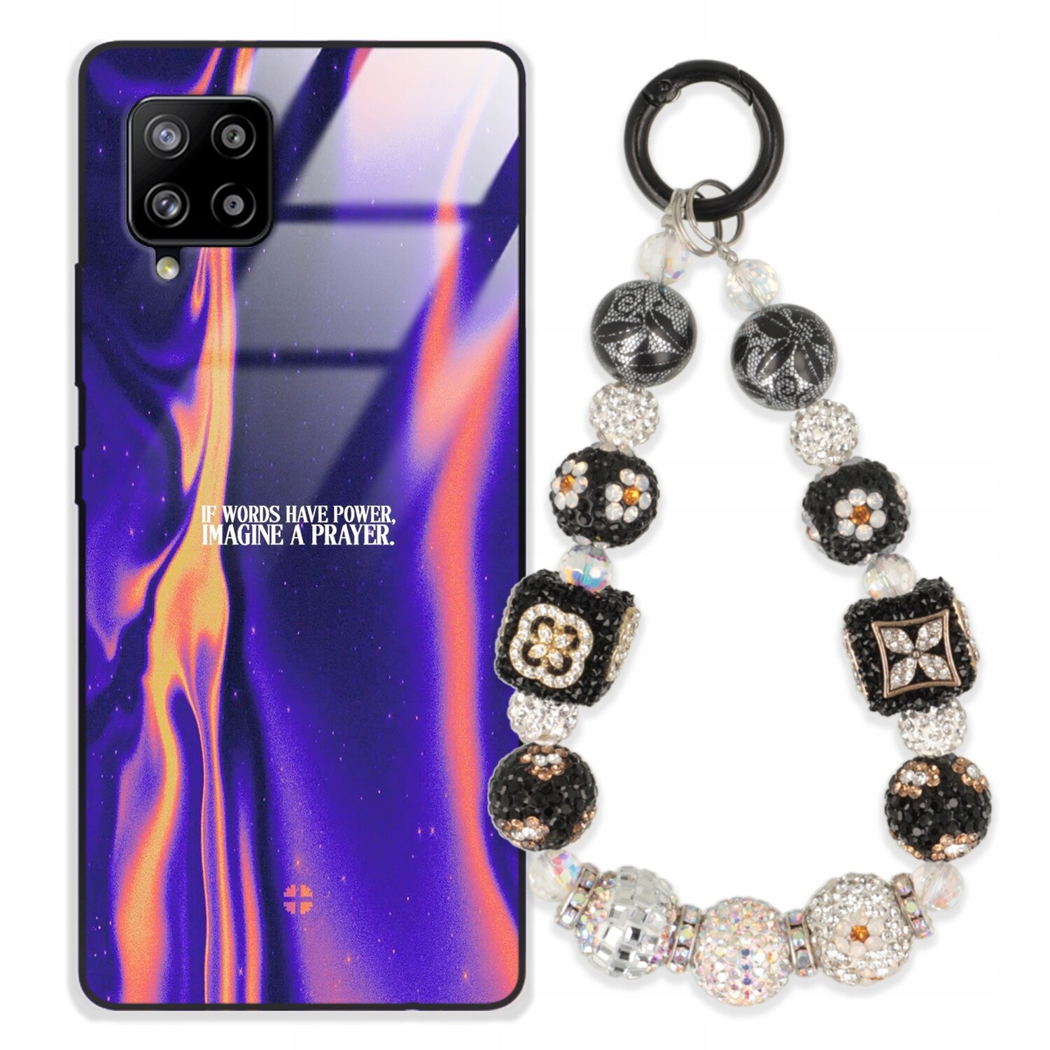 Pouzdro Pro Samsung A42 5G Glass Přívěsek Na Klíče Elegantní Kryt Premium Vzory