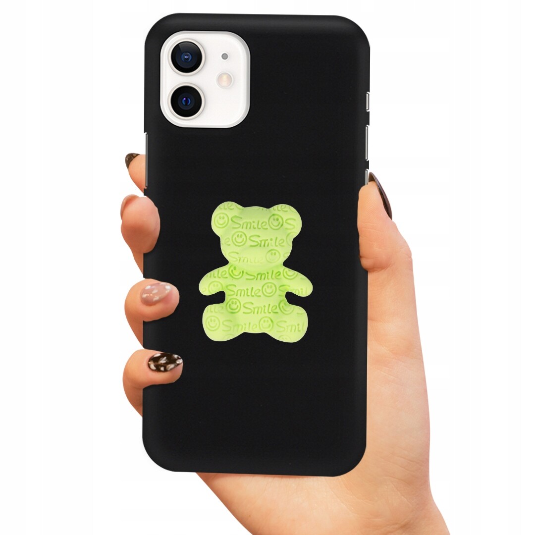 Pouzdro Matné Černé Pro Iphone 12 Zelený Medvídek