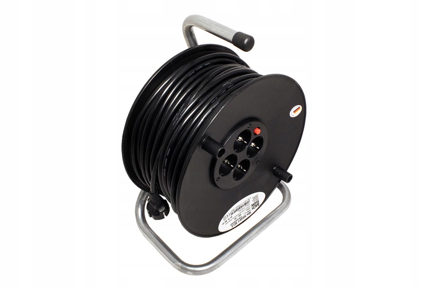 Bachmann Kabel síťový prodl.230V, Cee 7/7(M)-4x Cee 7/3(F), na bubnu, 50m