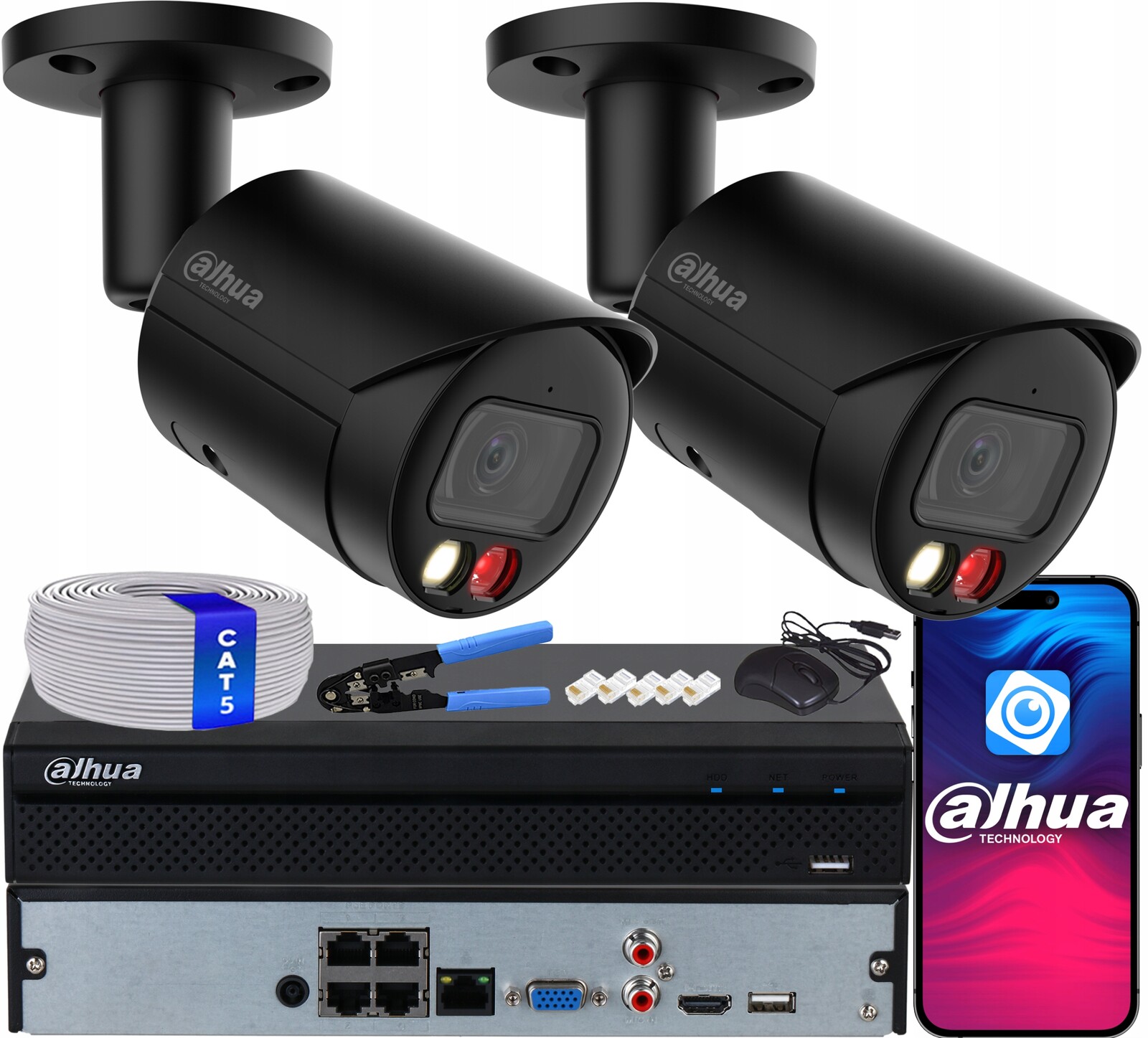 Sada pro monitorování Ip 2 kamery 8Mpx Dahua IPC-HFW2849S-S-IL-0280B-BLACK