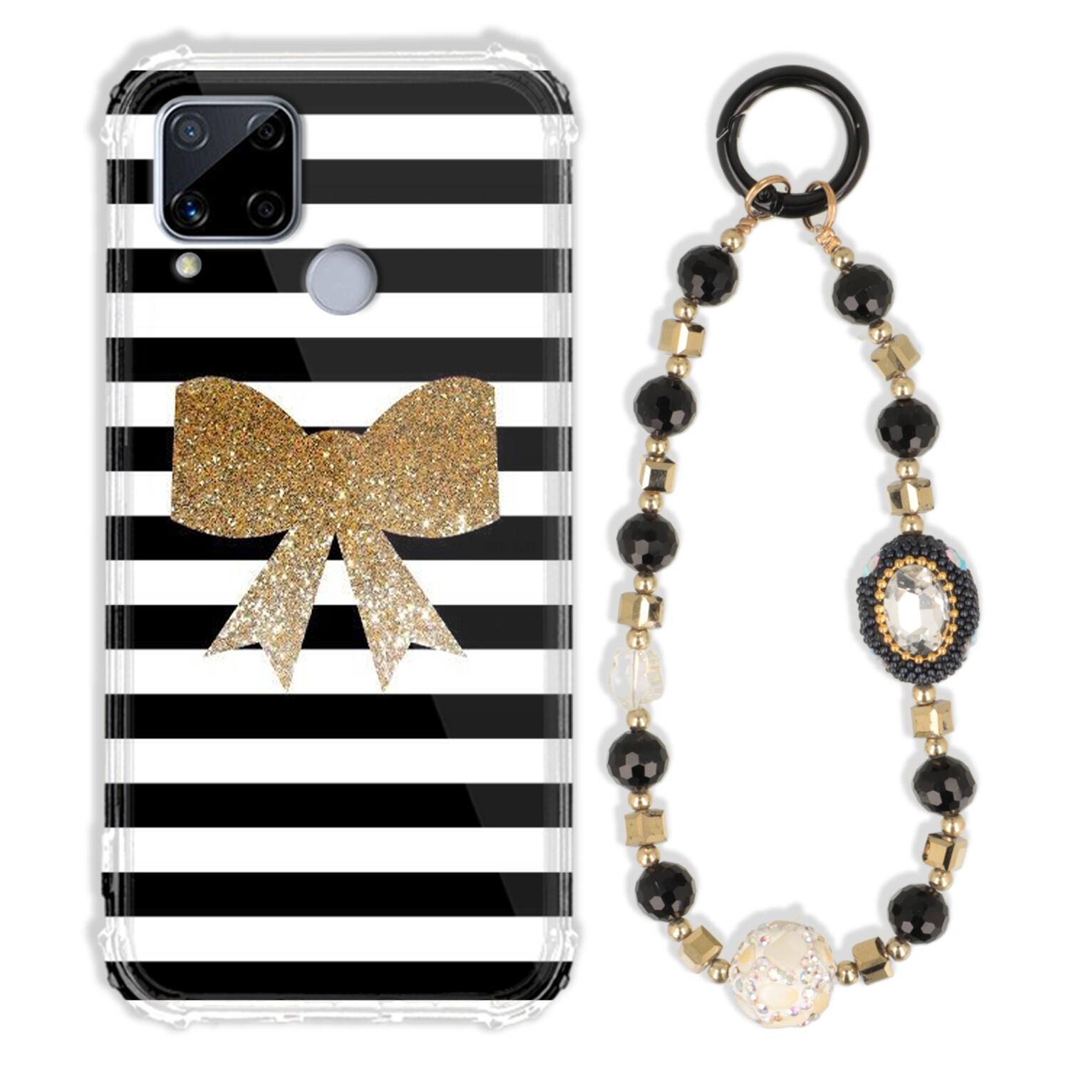 Pouzdro Pro Realme C15 Case Antishock Zirkony Černozlaté Odolné|pevné