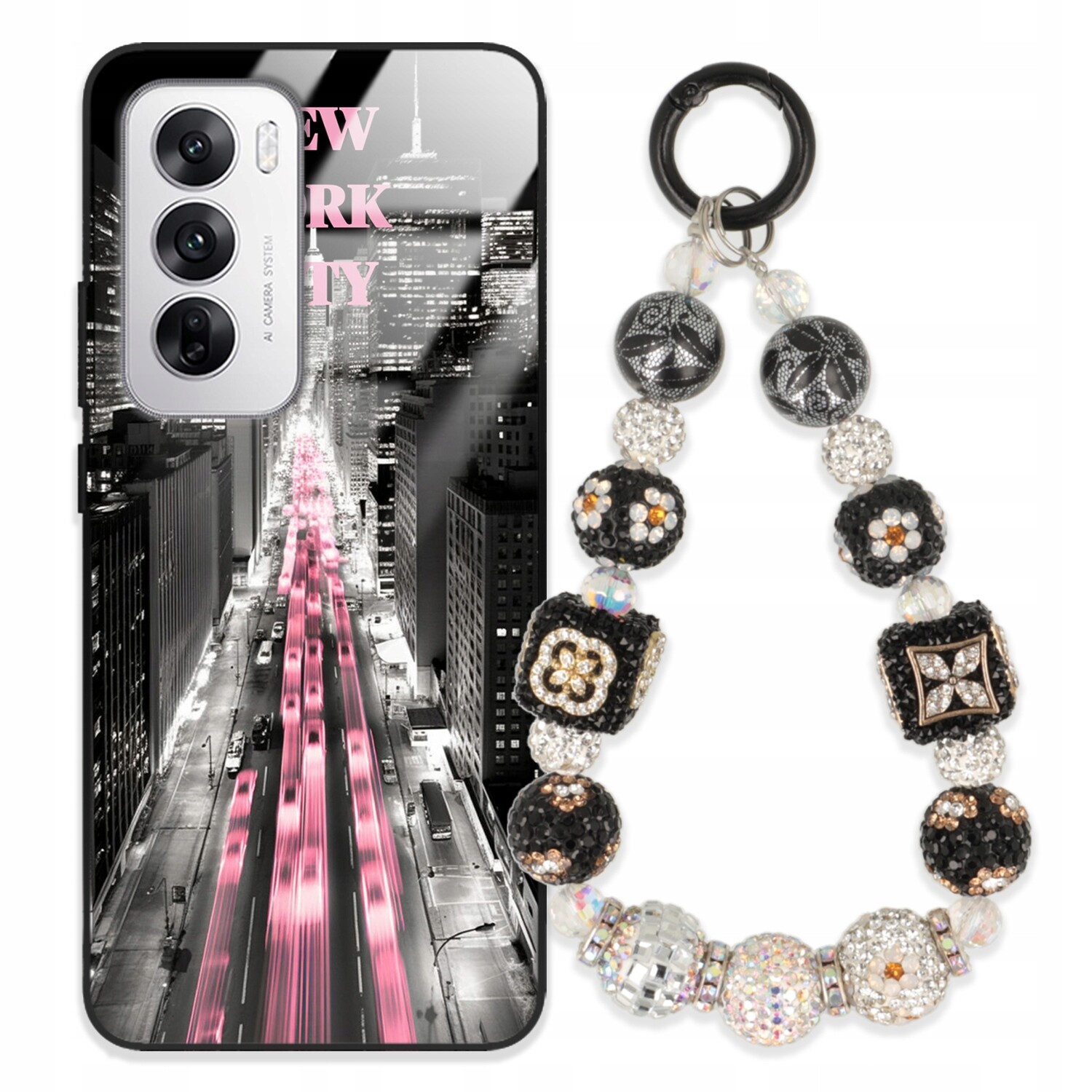 Pouzdro Pro Oppo Reno 12 5G Glass Přívěsek Na Klíče Elegantní Kryt Premium Vzory