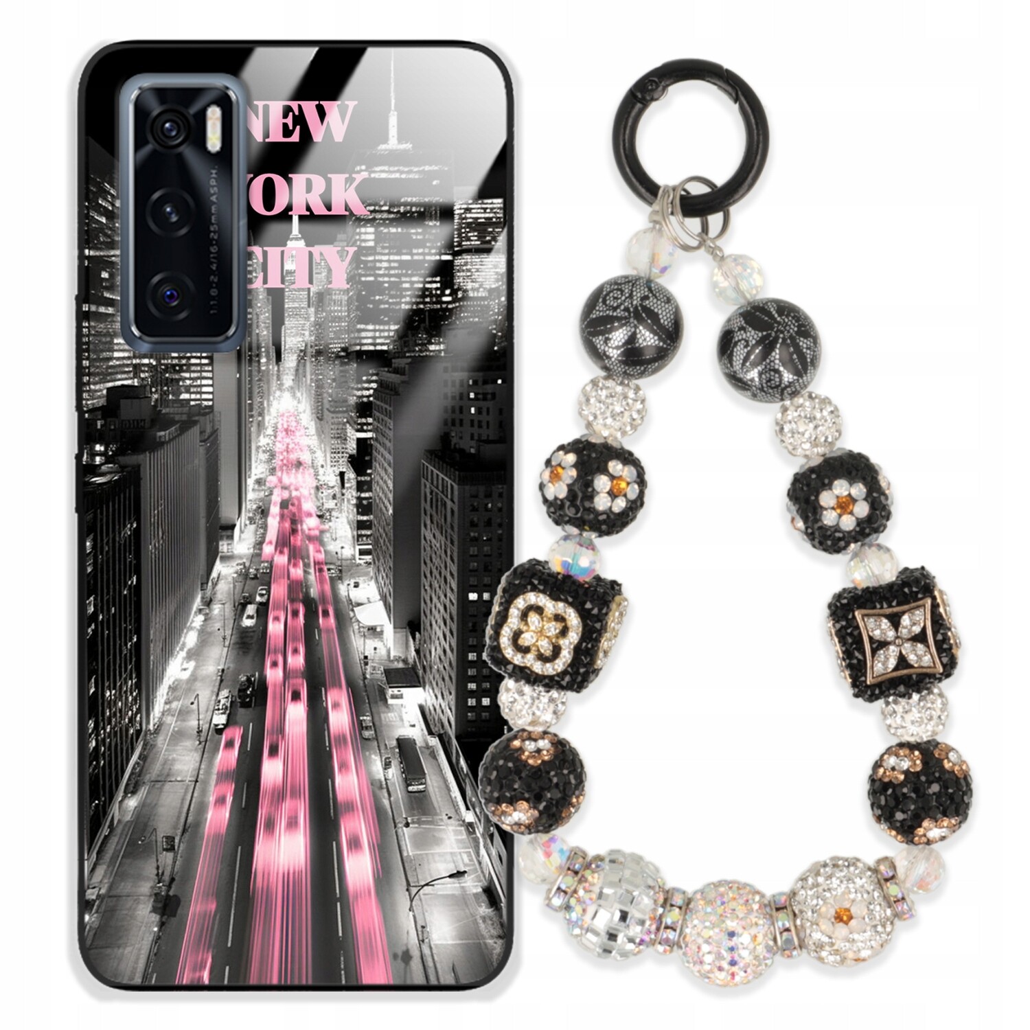 pouzdro na Vivo V20SE Case Glass| Přívěsek Na Klíče Elegantní Kryt Premium Vzory