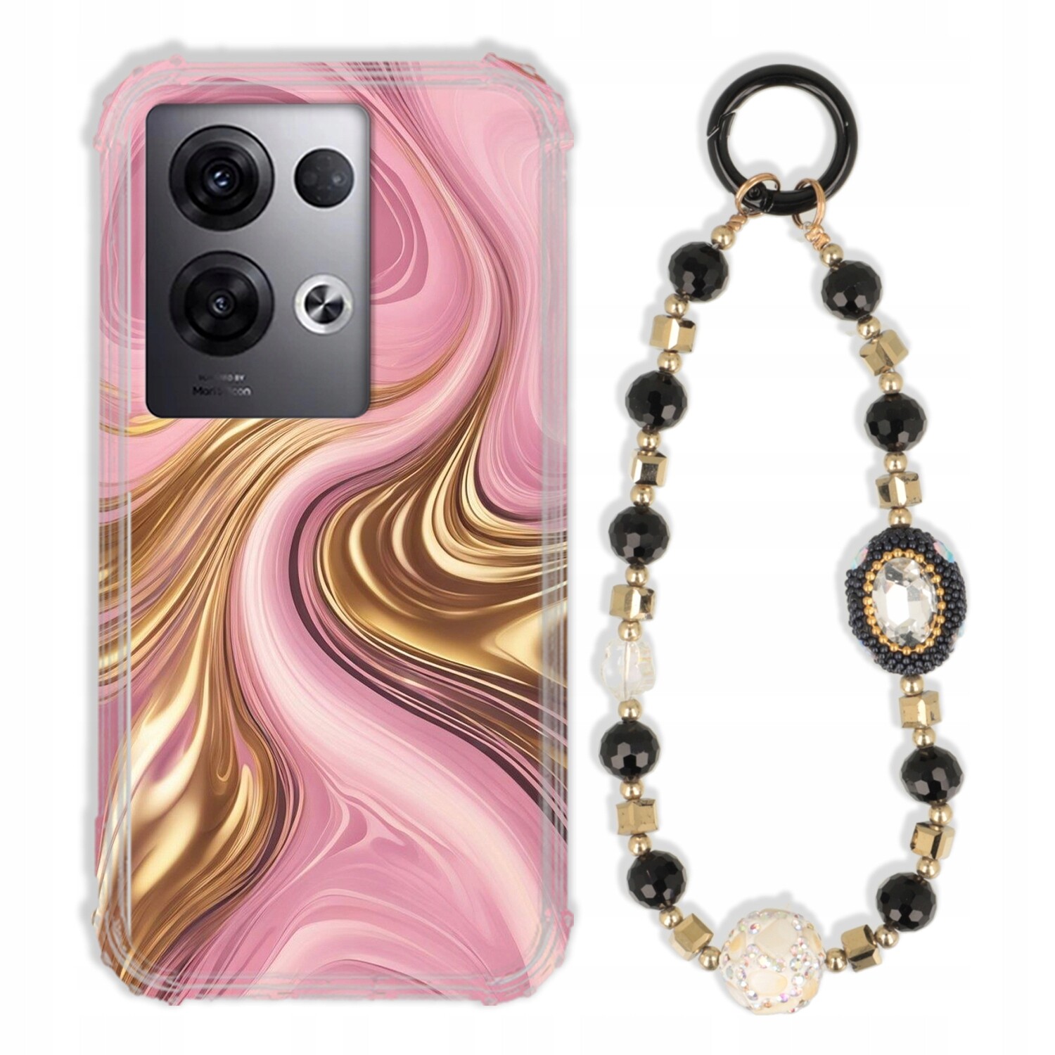 Pouzdro Pro Oppo Reno 8 Pro Plus Antishock Zirkony Černozlaté|pevné|pevné