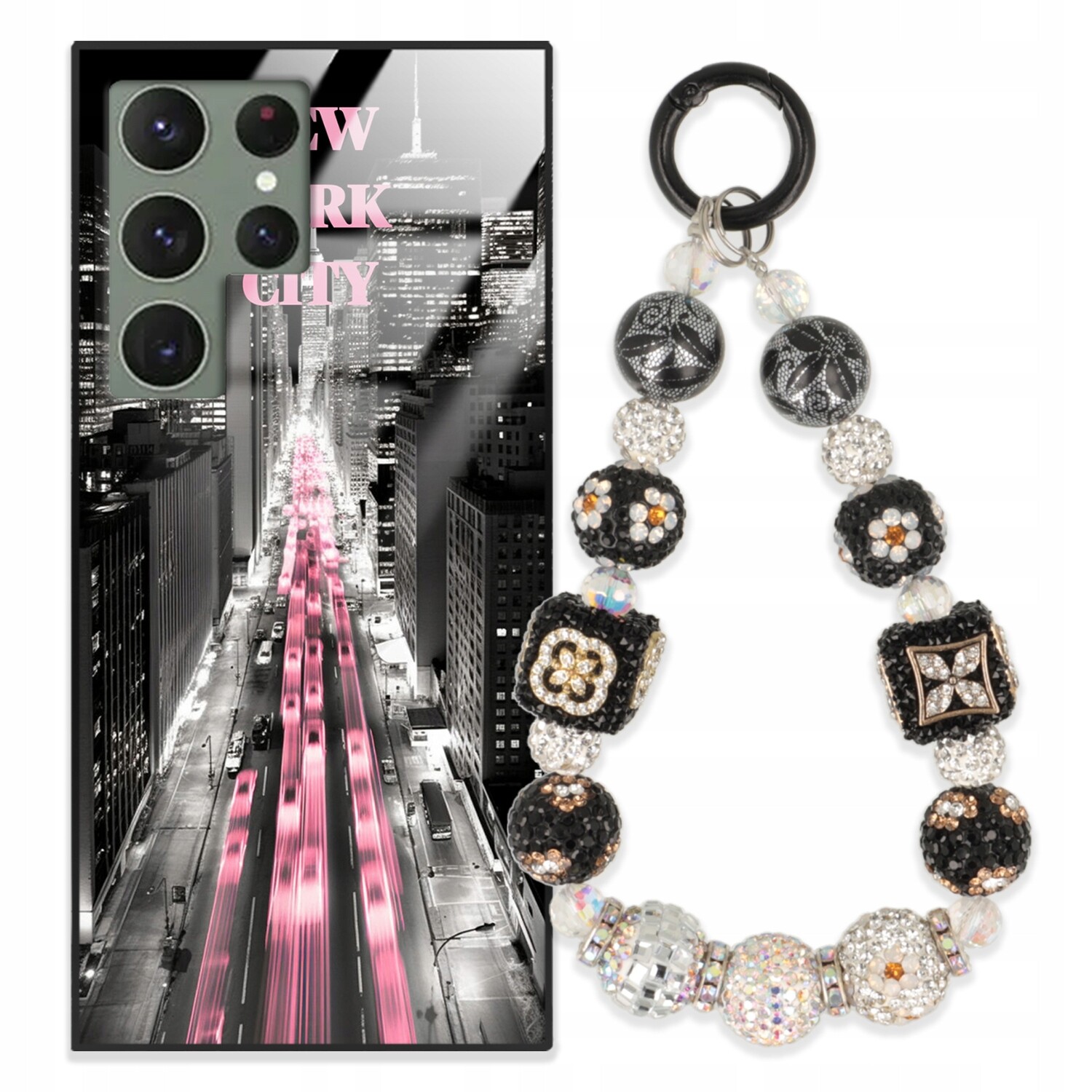 Pouzdro Pro Samsung S23 Ultra Glass Přívěsek Na Klíče Elegantní Kryt Premium Wz