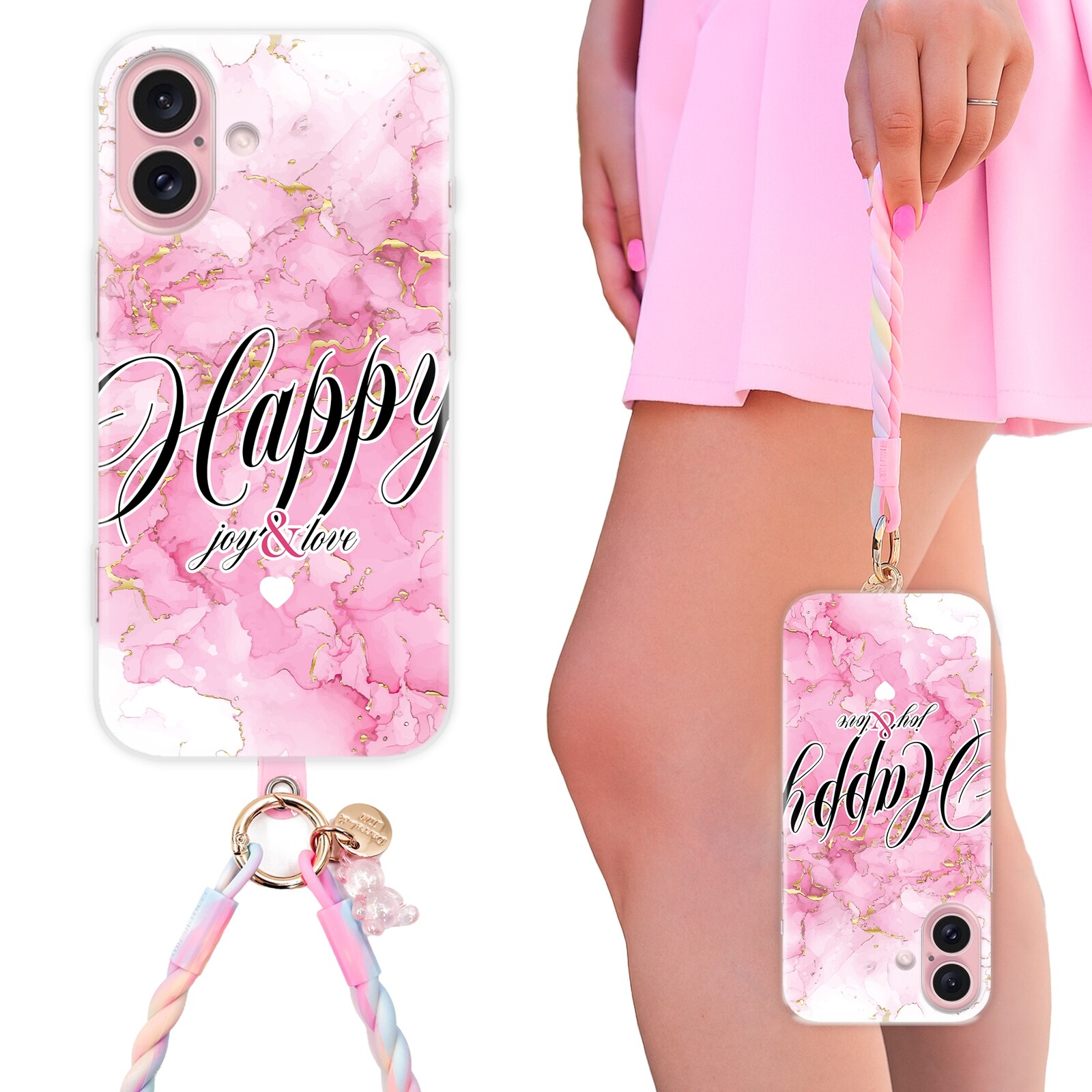 Pouzdro Pro Iphone 16 Casa Premium vodítko na telefon Pastelově růžová pro ženy