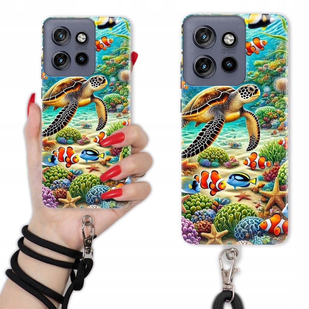 Pouzdro Pro Motorola Edge 50 Neo Case Zvířata Krajina Černý Vzor Šňůrky