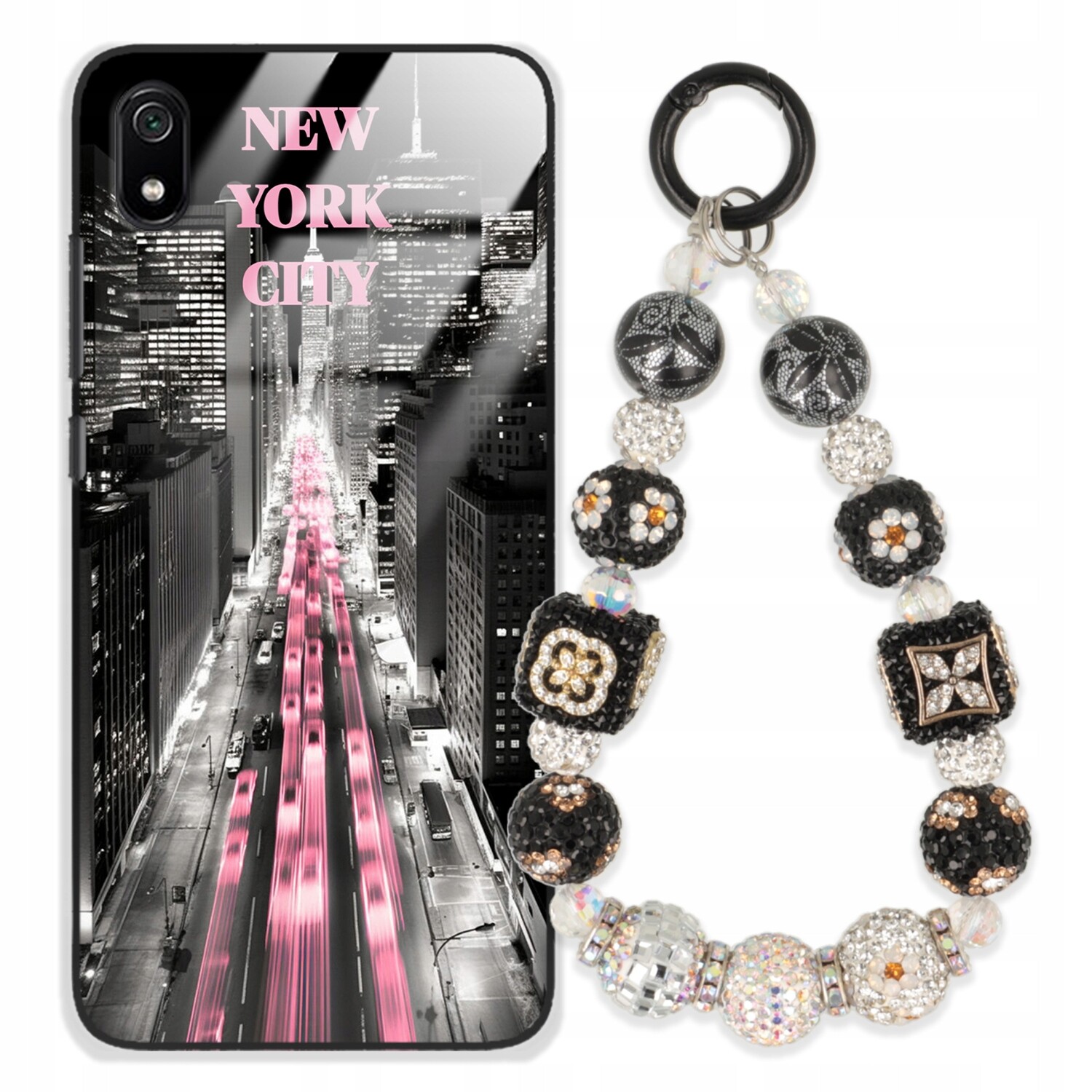 Pouzdro Pro Xiaomi Redmi 7A Glass Přívěsek Na Klíče Elegantní Kryt Premium Vzory