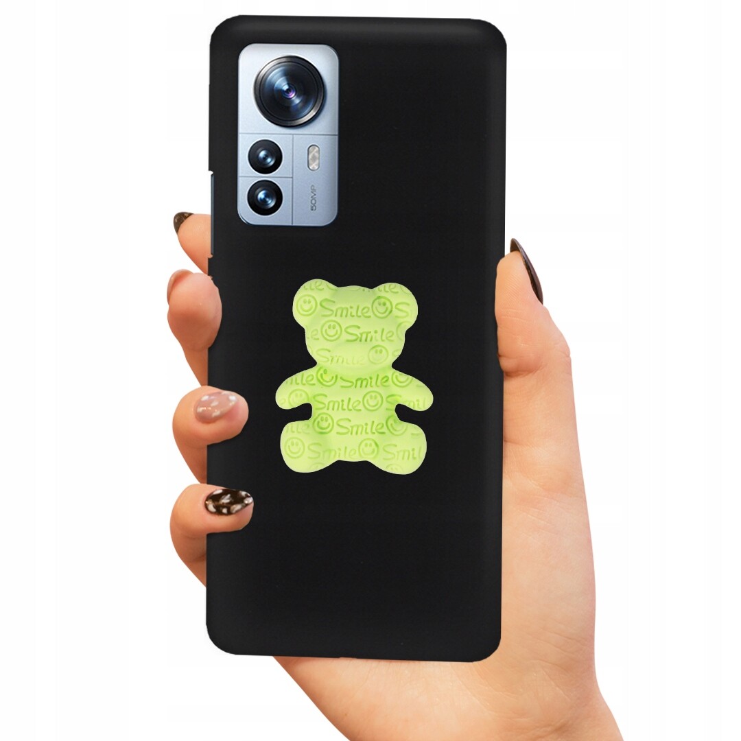 Pouzdro Matné Černé Pro Xiaomi 12 Pro 5G Zelený Medvídek