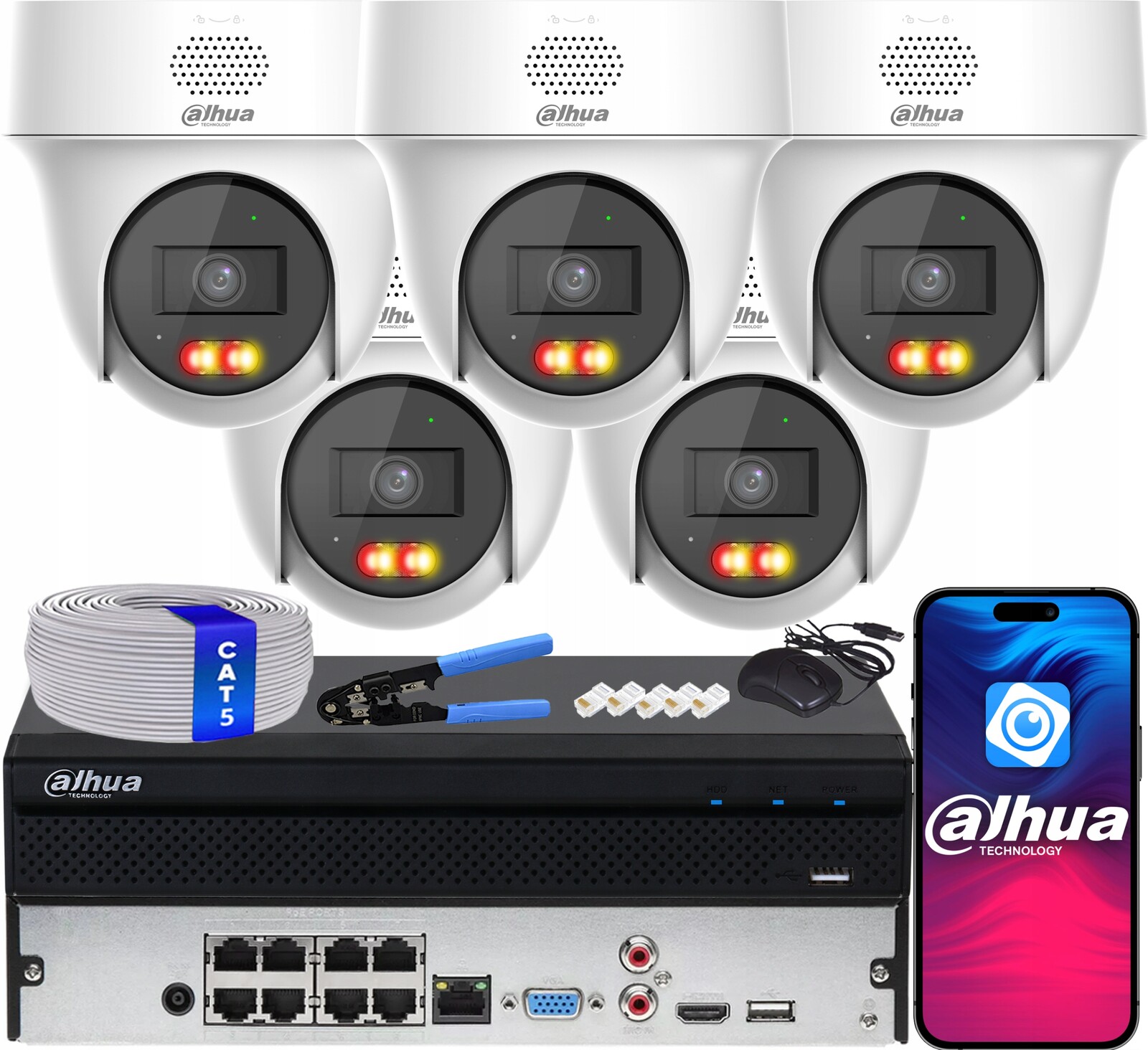 4MPx Ip monitorování Dahua 5 otočných kamer IPC-PT1439H-PV-0280B PoE Led Ir